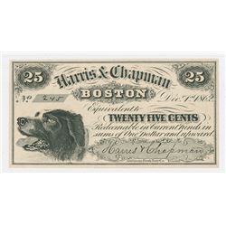 Harris & Chapman, Boston, 1862, 25 cents, Issued Scrip Note.