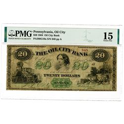 Oil City Bank, 1864, $20, Issued Obsolete Banknote