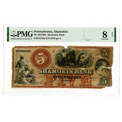 Shamokin, PA - Shamokin Bank, $5, ca.1857-60's, PA-615-G6a, Hoober 361-8, Issued Obsolete Banknote