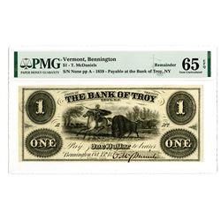 T.C. McDaniels, Payable at the Bank of Troy, NY, 1859 Partially Issued $3 Remainder Obsolete Banknot