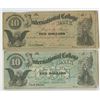 Image 1 : Bryant & Stratton's International College Bank, 1860's, College Currency Duo.