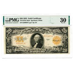 U.S. Gold Certificate, $20, 1922, Fr#1187m Mule, Speelman | White Sigs.