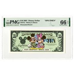 Disney Dollars, Mickey & Minnie - Disneyland Resort, Series 2001, $10 Specimen Banknote Rarity.