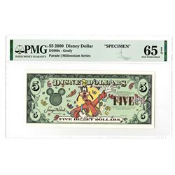 Disney Dollars, Goofy - Parade | Millennium Series 2000, $5 Specimen Banknote Rarity.