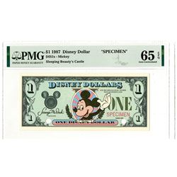 Disney Dollars, Mickey - Sleeping Beauty's Castle, Series 1987, $1 Specimen Banknote Rarity.