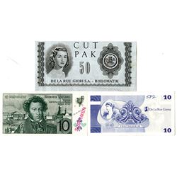 De La Rue, Garny, Giori, & Casa da Moeda do Brasil. ND (1950s-1990s). Trio of Advertising/Test Notes