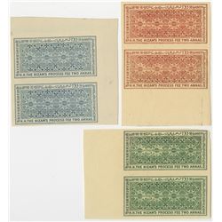 Nizam of Hyderabad. 1902, Trio of Process Fee Plate Proof Pairs.