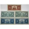 Image 2 : Bank of Canada. 1937. Lot of 5 Issued Notes.