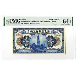 Provincial Bank of Kwang Tung Province, 1918 Specimen Banknote.