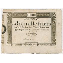 Republique Francais, 1795 Franc Issue, Black Printing.