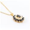 Image 2 : Plated 18KT Yellow Gold 2.60ctw Black Sapphire and Diamond Pendant with Chain