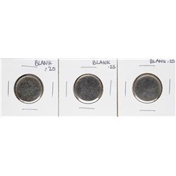 Lot of (3) Blank Clad Quarter Planchet Coin ERRORS