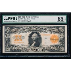 1922 $20 Gold Certificate PMG 65EPQ