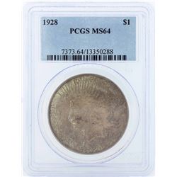 1928 $1 Peace Silver Dollar Coin PCGS MS64