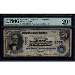 1902 $50 Nashville National Bank Note PMG 20NET