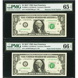 2017 $1 Repeater and Radar Serial Notes PMG