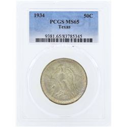 1934 Texas Commemorative Half Dollar Coin PCGS MS65