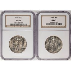 Lot of 1944-1945 Walking Liberty Half Dollar Coins NGC MS65
