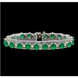 14KT White Gold 15.83 ctw Emerald and Diamond Bracelet