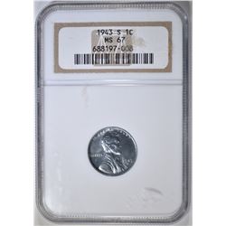 1943-S LINCOLN CENT  NGC MS-67
