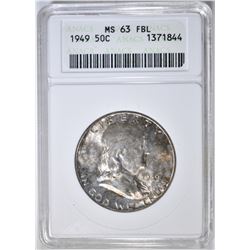 1949 FRANKLIN HALF DOLLAR  ANACS MS-63 FBL