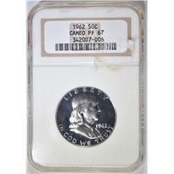 1962 FRANLKIN HALF DOLLAR  NGC CAMEO PF-67