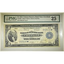 1918 $1 FEDERAL RESERVE BANK OF CLEVELAND PMG 25