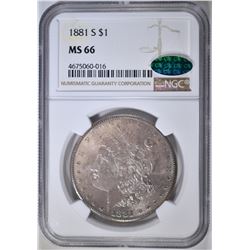 1881-S MORGAN DOLLAR NGC MS-66 CAC NICE COLOR