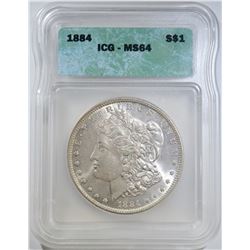 1884 MORGAN DOLLAR, ICG MS-64