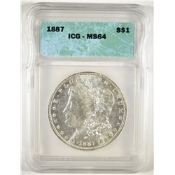 1887 MORGAN DOLLAR, ICG MS-64