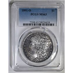 1891-O MORGAN DOLLAR, PCGS MS-63