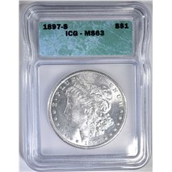 1897-S MORGAN DOLLAR, ICG MS-63