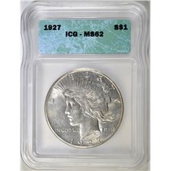 1927 PEACE DOLLAR ICG MS-62