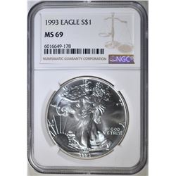 1993  AMERICAN SILVER EAGLE NGC MS-69