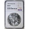 Image 1 : 1993  AMERICAN SILVER EAGLE NGC MS-69