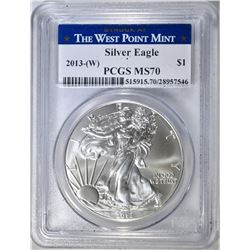 2013 (W) AMERICAN SILVER EAGLE PCGS MS-70