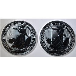 2-2020 ONE OUNCE SILVER BRITISH BRITAINNA  COINS