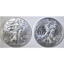 2-GEM BU 2020 AMERICAN SILVER EAGLES