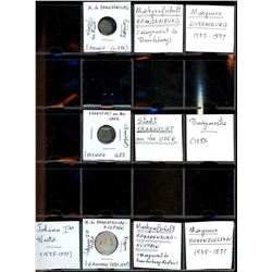 World Coinage Lot;  includes German coinage.  includes 8 various coins - Frankfurt/Bradenburg 1375-1