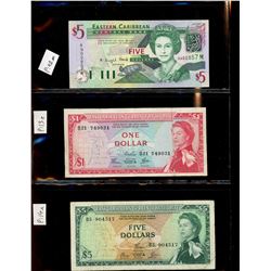World Banknote Lot;  Lot of approx 15 notes from the Comonwealth, East Carribean, Barbados and more.