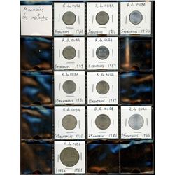 World Coinage Lot;   Lot of approx 33 various issues from Cuba  1896-2007