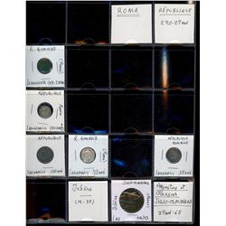 World Coinage Lot;  includes 50 various Ancient Roman Empire coins.  Empire romain 217 avant JC à 45