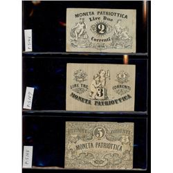 World Banknote Lot;  Lot of approx 7 Italy notes, Moneta Patriottica & Municipal notes.  See images.