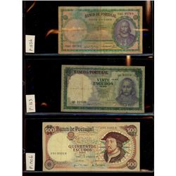 World Banknote Lot;  Lot of approx 14 notes from Portugal.  See images.