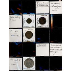 World Coinage Lot;   Lot of approx 21 various issues from Gibraltar and regions dating 1810-2004.