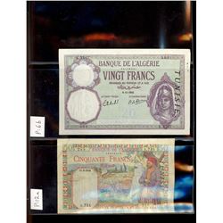 World Banknote Lot;  Lot of approx 11 notes Algeria .  See images.