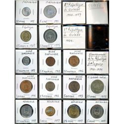 World Coinage Lot;   Lot of approx 15 various issues from Guinea & Guinea-Bissau.  Guinée - Guinée b
