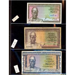 World Banknote Lot; Lot of approx 16 notes from Guinée & Guinée-Bissau.  See images.