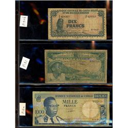 World Banknote Lot;  Lot of approx 29 notes from Zaire, Congo regions.  See images.