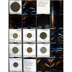 World Coinage Lot;   Lot of approx 22 various issues from Angola    1814 - 2015